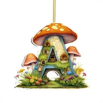 Holloyiver 26 Initial Letters Mushroom Small Pendant, Acrylic Personalized 26 Letters Mushroom Hanging Ornament, Flat Acrylic Car Pendant Home Decoration Pendant