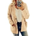 thumbnail image 1 of Women's Warm Plush Winter Jackets Long Sleeve Cardigans With Pockets Solid Color High quality, 1 of 5