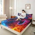 thumbnail image 4 of Castle Fairy Teens Abstract Gamepads 3pcs Twin Sheet Sets,Gradient Lightning Twin Fitted Sheet,Video Game Breathable Flat Sheet,Luxury Bedroom Decor, 4 of 7