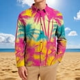thumbnail image 5 of OHMZYZO Long Sleeve Button Down Shirts for Men Tropical Floral Print Hawaiian Shirt Casual Beach Vacation Blouse with Chest Pocket, 5 of 7