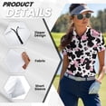 thumbnail image 6 of Binienty Pink Cow Print Matching Golf Shirts for Couples Classic Fit Zipper Neck Shirts Couples Matching Outfits Casual Short Sleeve Athletic Tops for Golf Running Sports, 6 of 7