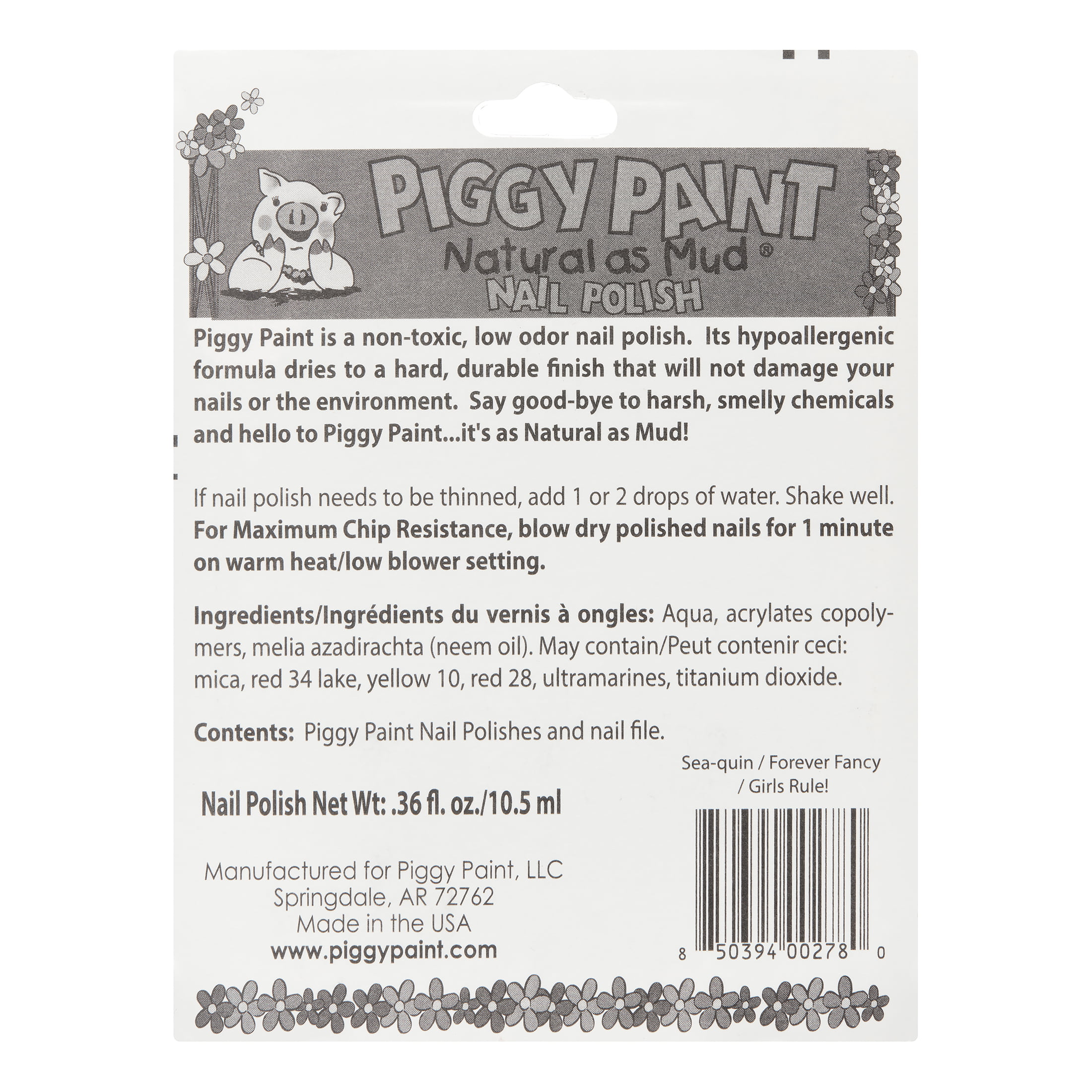 Piggy Paint Natural As Mud Nail Polish Scented Berry Sweet Purple/Pink .33  fl oz