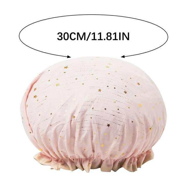 Hair Cap for Sleeping Double Layer Lace Shower Cap, Reusable Plastic Elastic Shower Cap, Suitable for Spa Hotels and Hair Salons Reusable Shower Cap