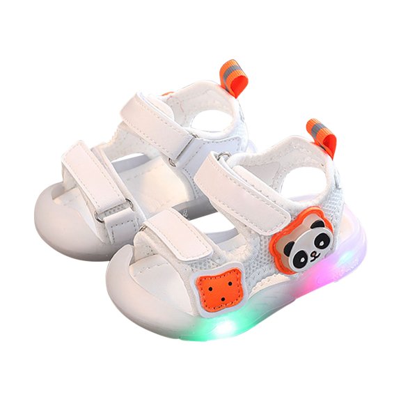 Ruyang Light Up Sandals for Toddler Boys Cute Open Toe Flat Sandals with Adjustable Straps Baby Beach Vacation Shoes