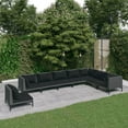 thumbnail image 1 of vidaXL 8 Piece Garden Lounge Set with Cushions Poly Rattan Dark Grey, 1 of 4