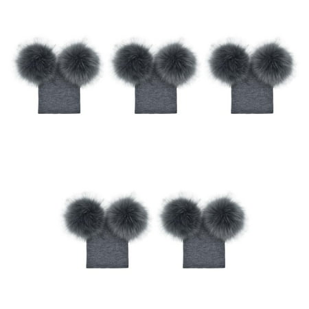 

5pcs Baby Girls Boys Double Pompom Hat Crochet Knitted Winter Warm Faux Fur Ball Hat Beanie Bonnet