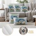 thumbnail image 5 of Pack of 2 Blue Coastal Starfish Outdoor Pillow Covers Decorative, Waterproof Pillow Protector, Grey Sage Green Nautical Coral Summer Throw Pillowcases Accent Cushion Cases for Patio Couch 18"x18", 5 of 8