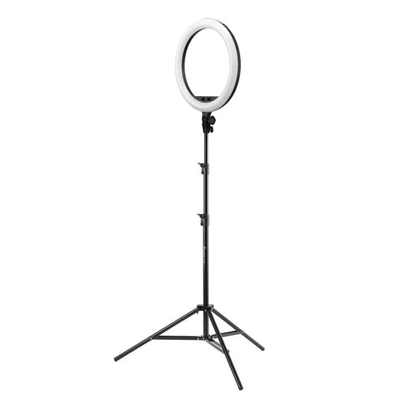 Godox LR150 18" Bi-Color LED Ring-Light, Black, Bundle with Flashpoint 7' Light Stand