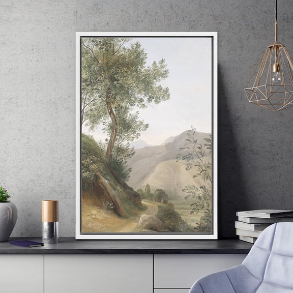 PixonSign Framed Wall Art Country Trees Near Mountain Valley Floral/Botanical Nature Wilderness Artwork Rustic Oil Paintings Modern Scenery Canvas Prints Colorful for Rooms - 16"x24" White