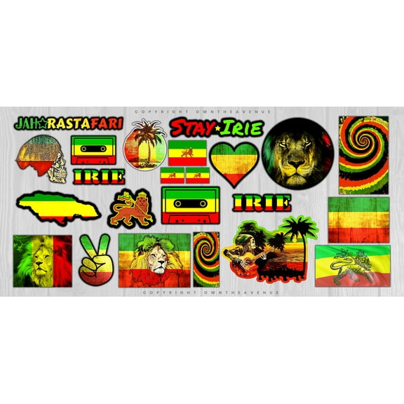 23Pcs - Rasta Rastafarian Vinyl Sticker Decal Mega Pack Lot