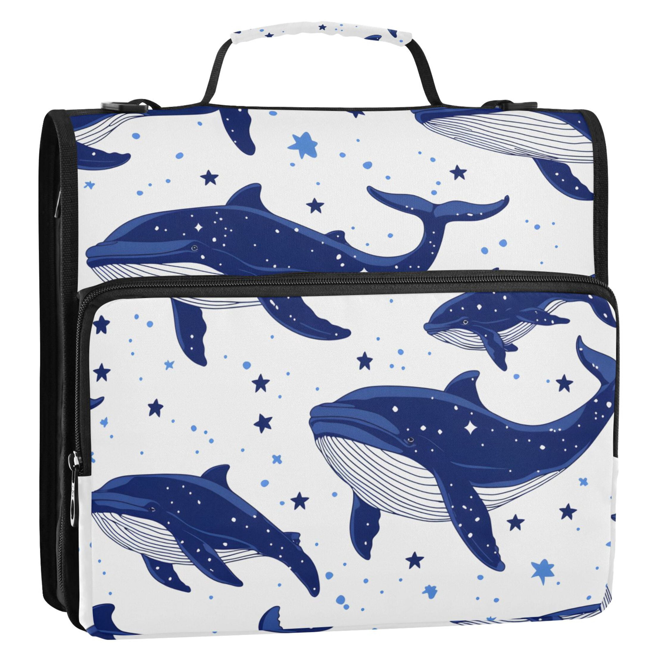 ALAZA Zipper Binder Whale Stars 3 Ring Trapper Keeper File Folder Organizer Bag