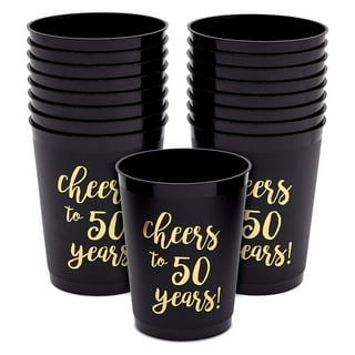 StarMar [Chefcity] 50 Pack - 16 Oz Disposable Gold Plastic Cups Big Party  Cup Perfect For Birthday Party's Tableware