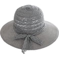 thumbnail image 3 of CoCopeaunts Summer Ladies Straw Bucket Hat Lace Bow Belt Travel Hollow Sun Hat Floppy Foldable Wide Brim Beach Fisherman Hat, 3 of 8