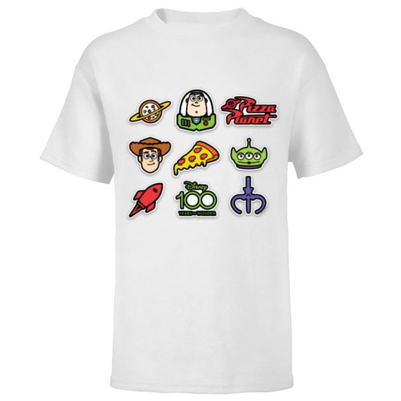 Disney 100 and Pixar’s Toy Story Stickers D100 - Short Sleeve T-Shirt for Kids - Customized-White
