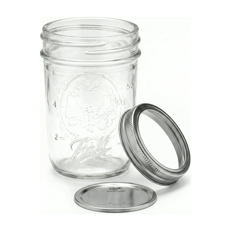 Ball Regular Mouth 8 Oz Glass Mason Jars with Lid & Band for