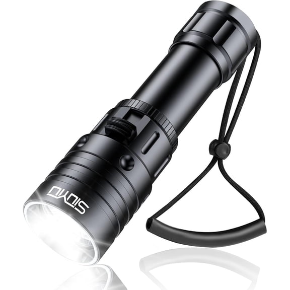 2000 Lumen Dive Light for Scuba Diving, 150 Meters Underwater Flashlight, Rechargeable Battery, White Light, Aluminum Alloy, Diving Flashlight with Push Switch