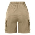 thumbnail image 5 of Women's Shorts Shorts For Women Cargo Shorts Knee Length 6 Pockets Elastic Waist Long Shorts For Summer Casual,Yellow Women's Shorts L, 5 of 5