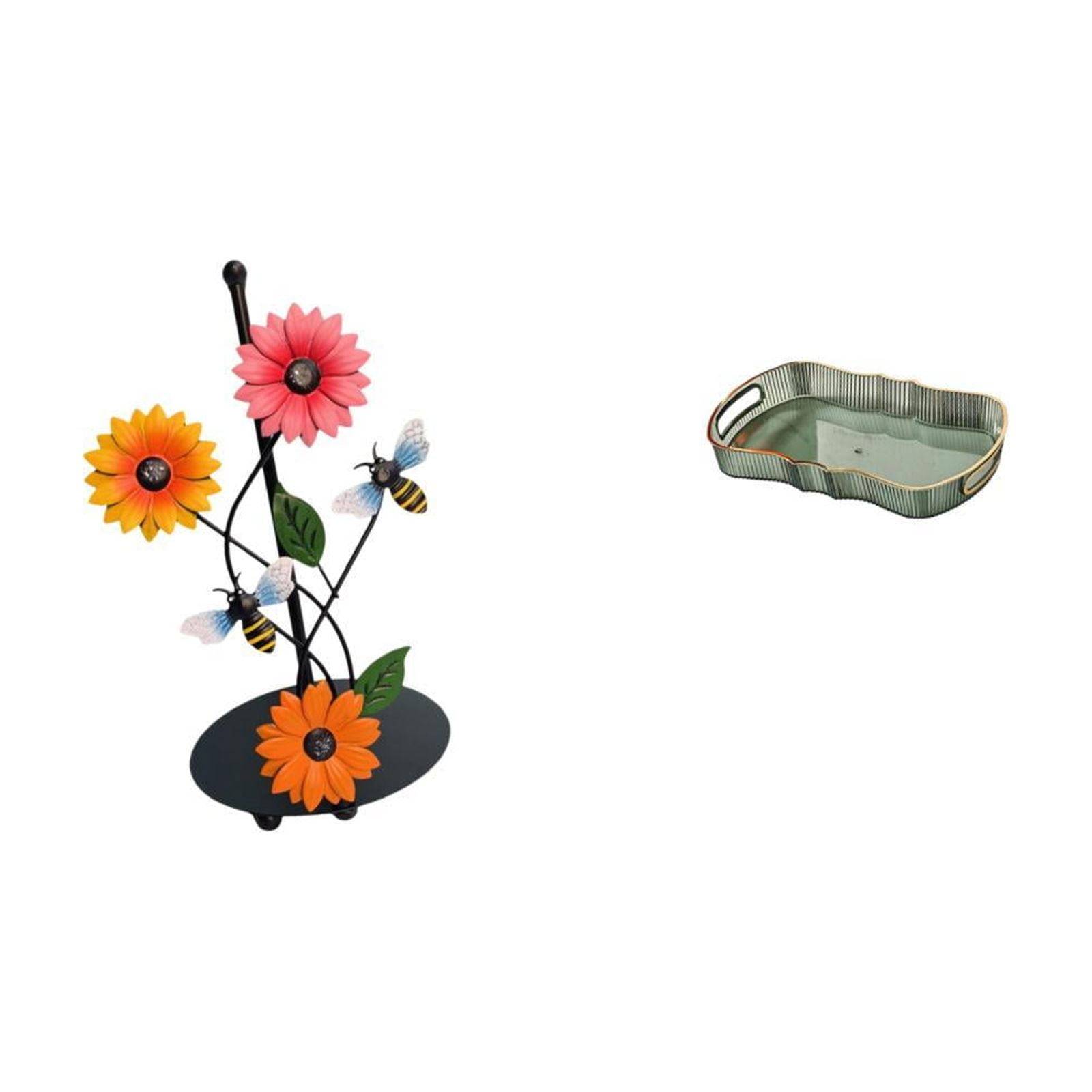 Fiocias Toilet Paper Holder And Paper Towel Holder Countertop with Storage Tray Rectangle Serving Tray Kitchen Fruit Dessert Tray Made of Iron Or PP Suitable