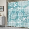 thumbnail image 5 of Teal Coastal Shower Curtain, Nautical Starfish Octopus Coral Summer Waterproof Shower Curtain Set with 12 Hooks Lightweight Bath Curtains Fabric Bathroom Decor 36x72 Inches, 5 of 9