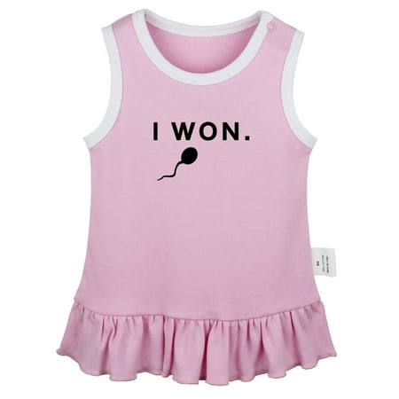 

I Won Funny Dresses For Baby Newborn Babies Skirts Infant Princess Dress 0-24M Kids Graphic Clothes (Pink Sleeveless Dresses 6-12 Months)