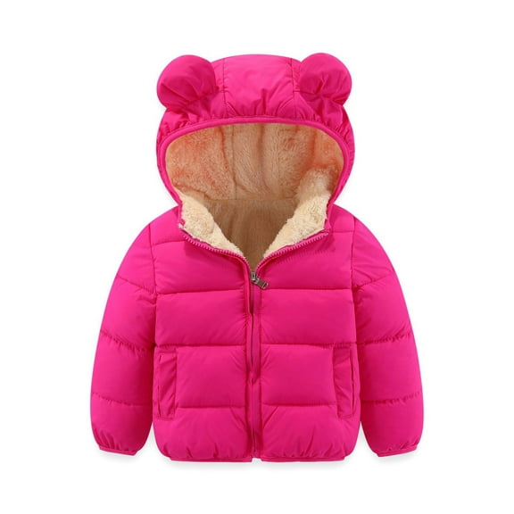 REDARER Girls Down Jacket with Ears Lined Winter Coat, Thickened Windproof Outerwear for Toddlers Kids Cold Weather,4-5 Years