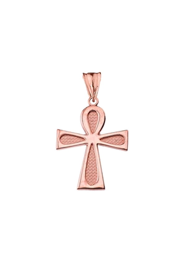 SACRED ANKH CROSS PENDANT NECKLACE IN ROSE GOLD : 14K Pendant with 16" chain