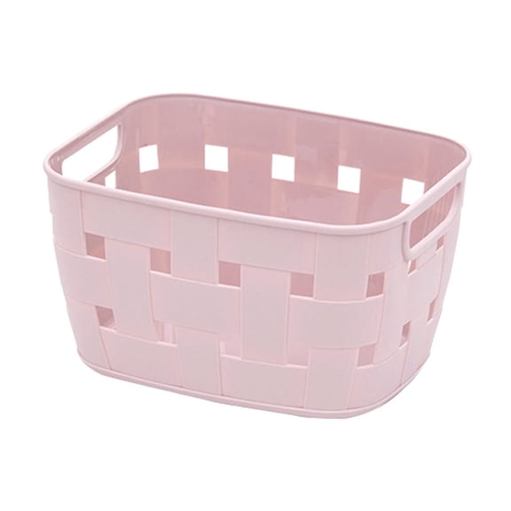 Btomtd Household Plastic Storage Basket for Sundries and Desktop Organization, Rectangular Basket for Miscellaneous, Small Cabinet and Bathroom Basket, Pink