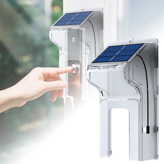 Ring Doorbell Cover Weatherproof, Doorbell Cover Box, Doorbell Rain Cover Waterproof Protector Shield with Solar Panel, Door Bell Cover for Wall Inside Suitable for All Doorbell Models
