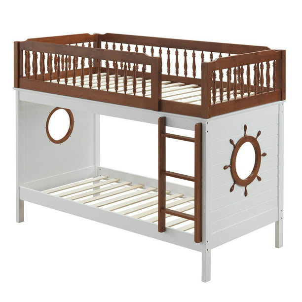 Wooden Twin Bunk Bed With Ship Wheel, Ship Bunk Bed