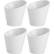 Farmhouse Decor Porcelain Dipping Bowls Sauce Dishes - Set of 4 Elegant White Soy Sause Dish (2.25 Oz Cone Shape)