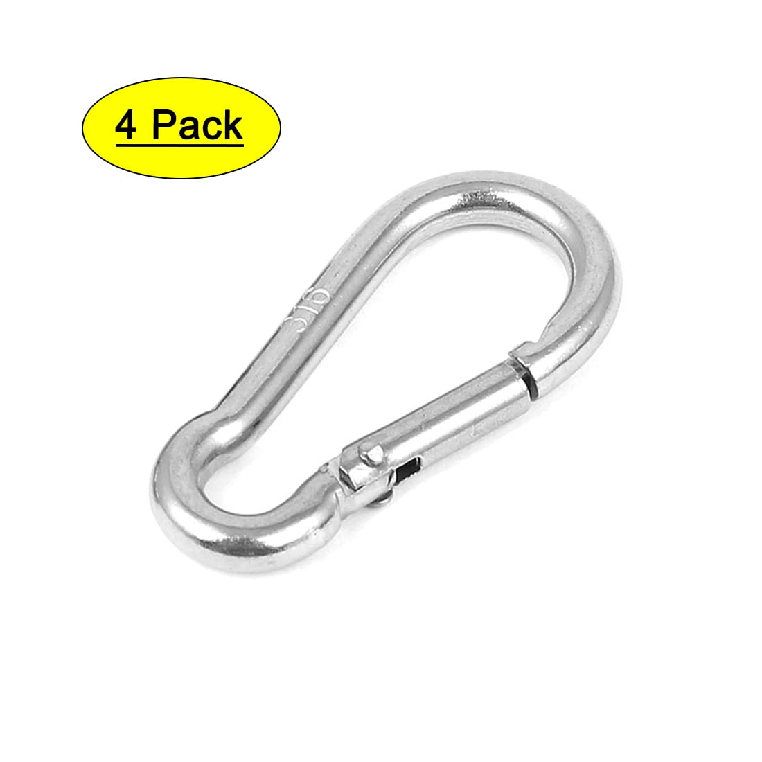 10pc Stainless Steel Snap Clip Carabiner Buckle Split D-Ring Spring Chain Silver 
