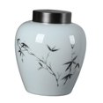 thumbnail image 4 of Jarrón de cerámica con forma de jengibre para flores, jarrón tradicional de porcelana para té Bambú, 4 of 9