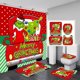 thumbnail image 1 of Juego de 4 cortinas de ducha navideñas con alfombras, tapa de inodoro y alfombrilla de baño, decoración de baño de invierno, juego de accesorios., 1 of 6