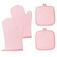 thumbnail image 1 of Manoplas de horno y agarraderas para cocina resistentes al calor, 4 guantes de algodón para horno y almohadillas calientes con agarre de silicona antideslizante, brazo largo, 1 of 7
