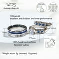 thumbnail image 6 of Wedding Ring Sets His And Hers Couples Women 925 Sterling Silver Blue Moissanite Man Titanium Wedding Bands Adjustable size, 6 of 7