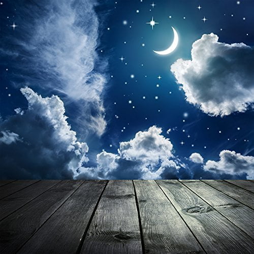 YUSDECOR 5x7ft Wedding Photography Tips Studio Background Bacdrops Night Moon Glitter Stars Blue Sky