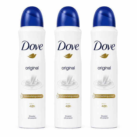 3 Pack Dove Original Antiperspirant Deodorant Dry Spray Moisturizing Cream, 250ml