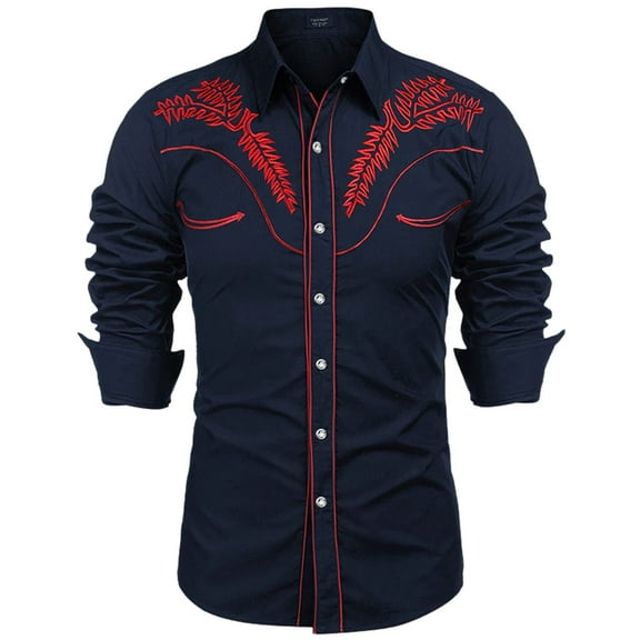 Men's Western Denim Shirt Casual Long Sleeve Button Up Top for Everyday Wear