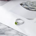 thumbnail image 4 of Gem Stone King 925 Sterling Silver Green Peridot and White Created Sapphire Engagement Ring for Women (1.12 Cttw, Cushion 6MM, Gemstone August Birthstone, Available in Size 5, 6, 7, 8, 9), 4 of 5