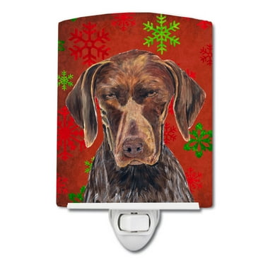 German Shorthaired Pointer Red  Snowflakes Holiday Christmas Ceramic Night Light