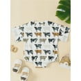 thumbnail image 3 of Suealasg Baby Girls Western Outfit Short Sleeve Crew Neck Cow Stripes Print Romper Bodysuit 3M 6M 12M 18M Newborn Girls Summer One Piece Clothes, 3 of 8