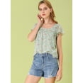 thumbnail image 3 of Blusa En Capas Allegra K Manga Corta de Volantes de gasa con Cuello cuadrado para Mujer Verde L, 3 of 6