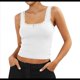 thumbnail image 3 of Camisola de Tirantes para Mujer, , Ajustada, de Punto Acanalado, con Encaje, para Verano, con Cuello Cuadrado y Sin Mangas. M, 3 of 9