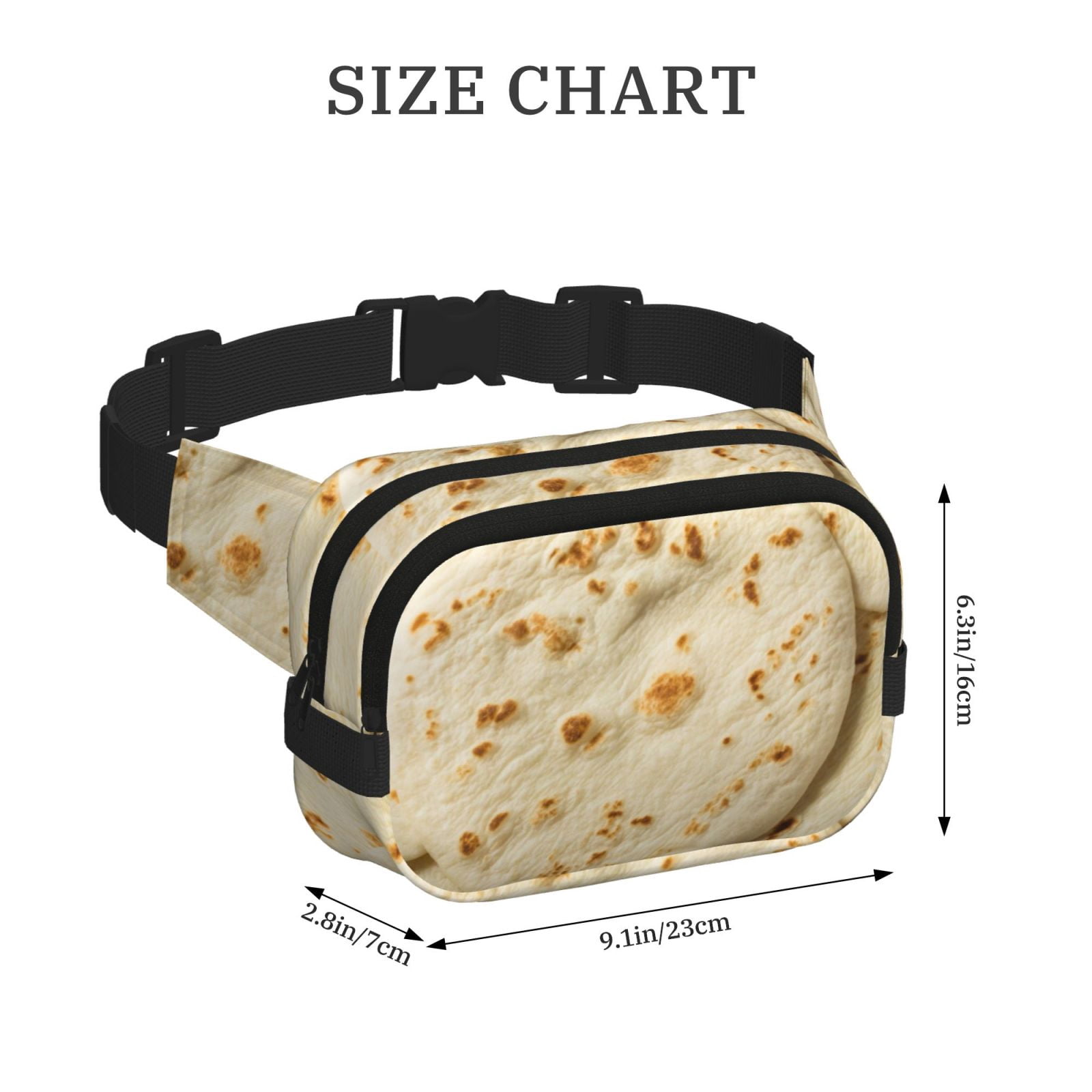 Kdxio Taco Tortillas Crossbody Double Layer Waist Bag Belt Bag for Unisex Fanny Pack Fashion Waist Packs for Hiking Running Shopping Traveling