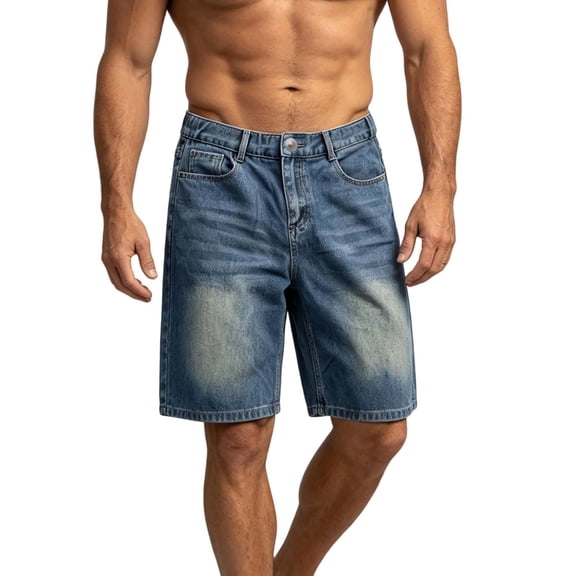 Cmfcve Jean Shorts for Men Classic Relaxed Fit Comfort Pocket Denim Short