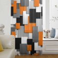 thumbnail image 5 of Burnt Orange Black Geometric Sheer Curtains 45 Inches Long, Modern Abstract Art Block Light Filering Curtains, Breathable Simi Curtain Privacy Drapes for Kitchen Bathroom Small Window Treatment, 5 of 9