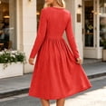 thumbnail image 6 of Vynhevius Womens Striped Casual Dress Crew Neck Long Sleeve with Pockets Loose Midi, 6 of 7