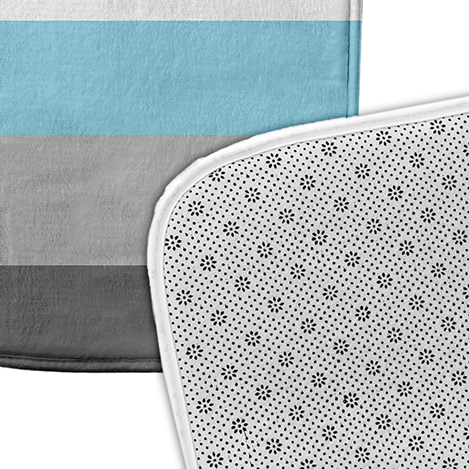 Simply Daisy 24" x 17" Plush Microfiber Gray/Blue/White Demi Boy Striped Bath Mat