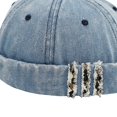 thumbnail image 5 of Hsqqdc Distressed Denim Docker Cap, Vintage Washed Brimless Hat Adjustable Sailor Cap, 5 of 7
