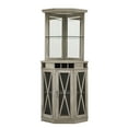 Home Source Stone Grey Corner Bar Unit with builtin Wine Rack and